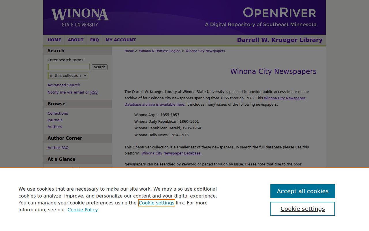 Winona city directory newspaper search at the OpenRiver archive