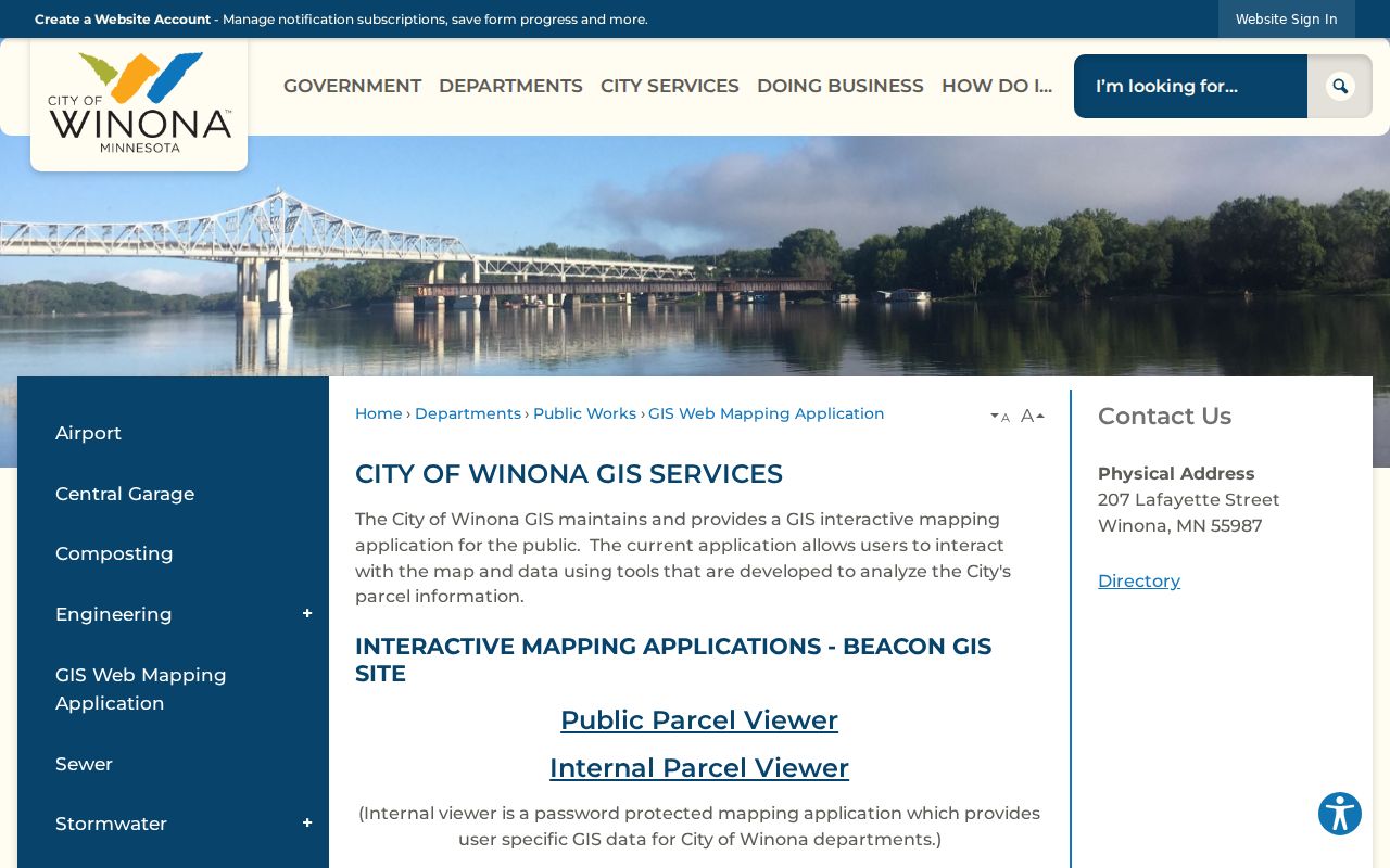 Winona ZIP code directory city GIS mapping application
